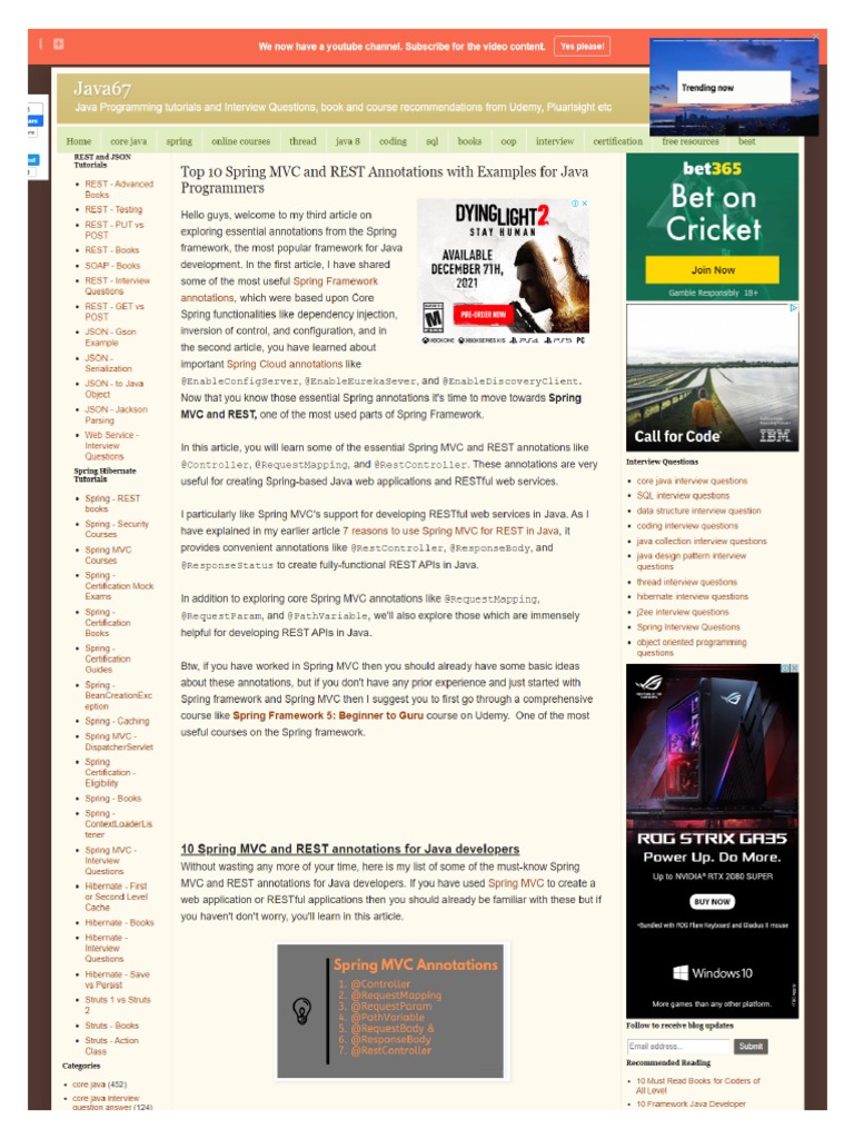10 Essential Spring Mvc And Rest Annotations With Examples For Java Programmers Java67