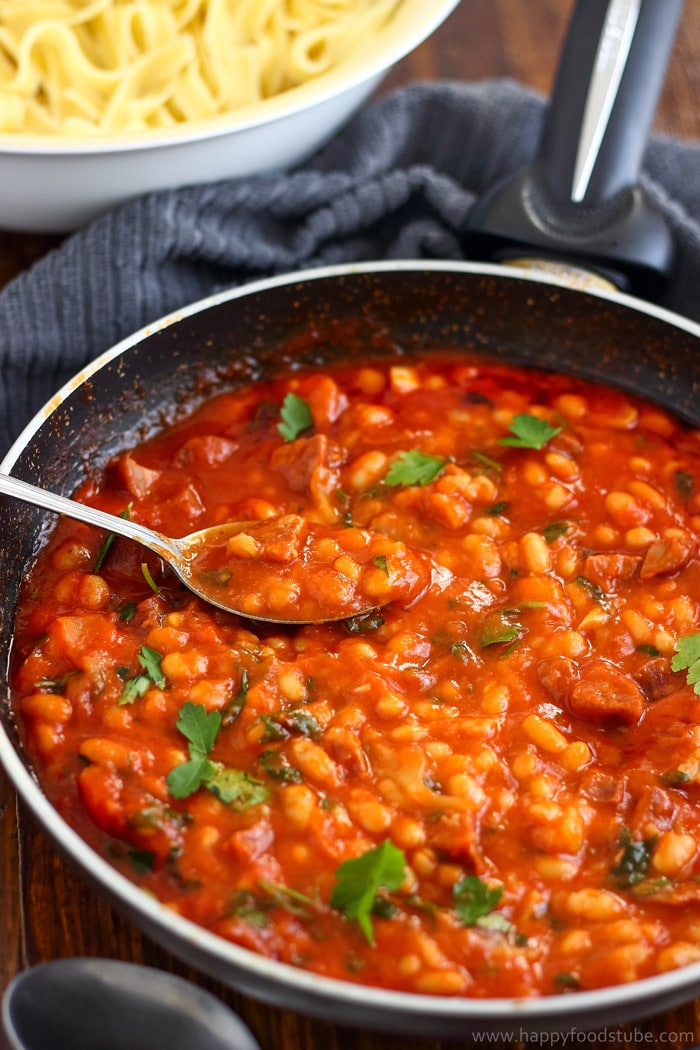 10 Minute Baked Bean Pasta Sauce Recipe Happy Foods Tube