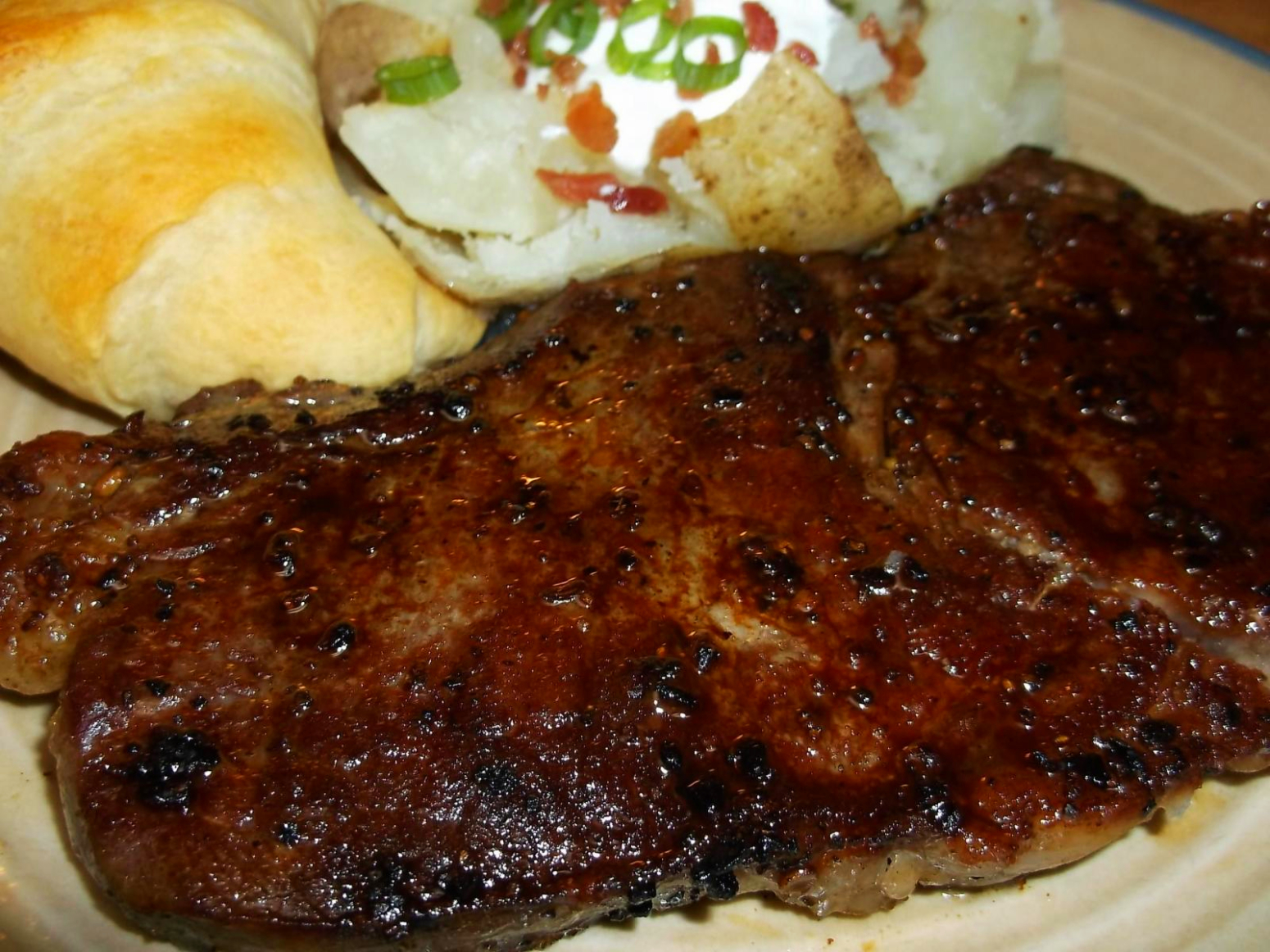 2 Cast Iron Skillet New York Strip Steaks With Gorgonzola Cheese Herb