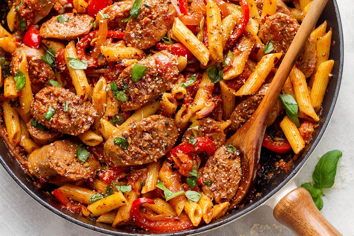 20 Minute Sausage Pasta Skillet Easy Skillet Meals Healthy Recipes Easy Meals