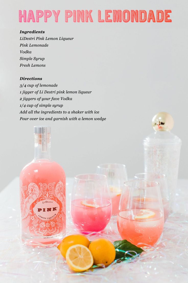 3 Bachelorette Party Drinks From Lidestri Pink Lemon Liqueur