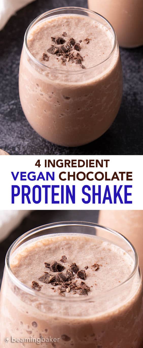 3 Ingredient Chocolate Vegan Protein Shake Recipe Beaming Baker