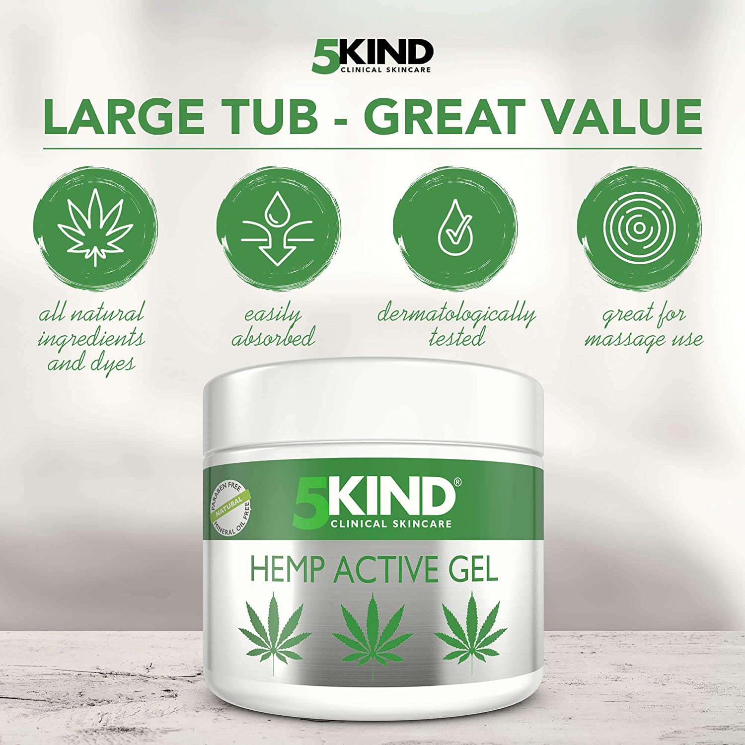 5Kind Hemp Active Gel 500Ml High Strength Hemp Oil Formula Joint