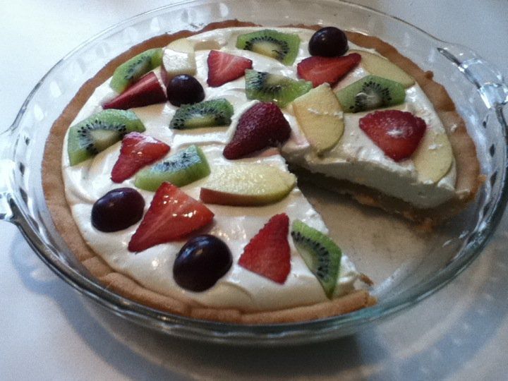 A Fresh Fruit Pie With A Sugar Cookie Crust A Light Cheesecake Filling Topped With Loads Of