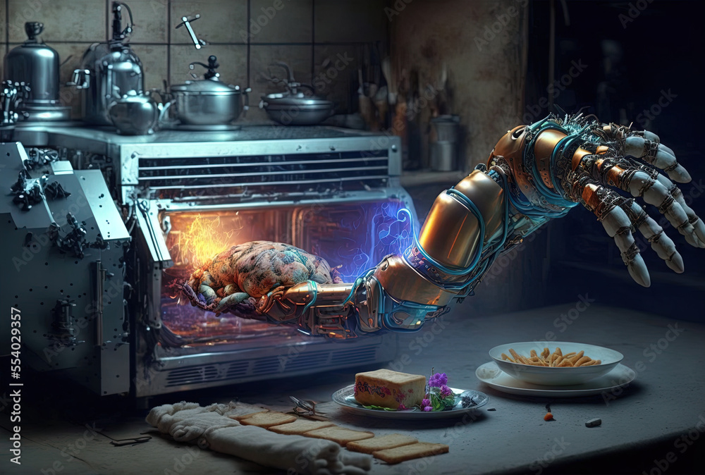 A Handicapped Person Amp 39 S Robotic Cyber Hand Opens The Oven As An Amputee Cooks Generative Ai