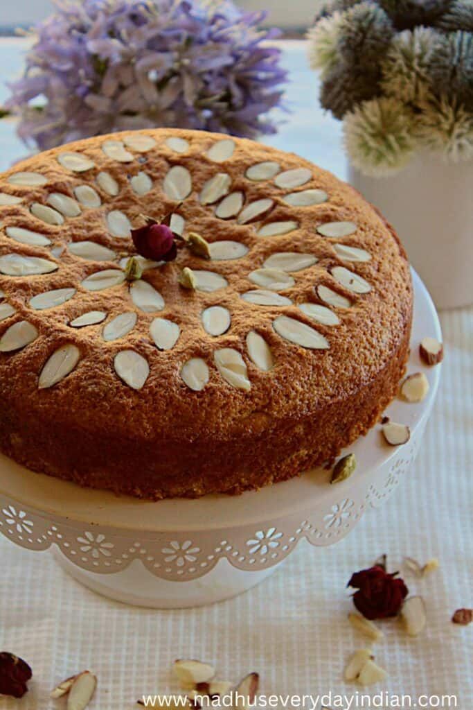 Almond Cardamom Cake With Eggless Option Madhu S Everyday Indian