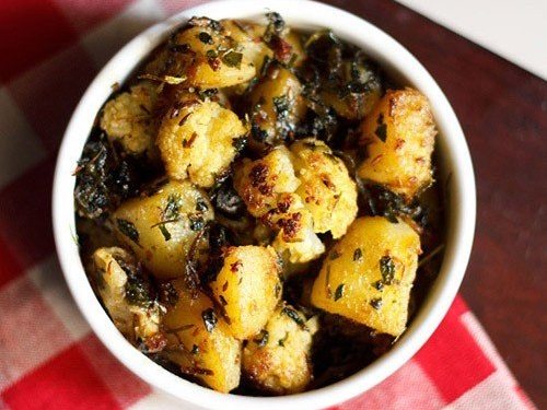 Aloo Gobi Methi Tuk Recipe Potato Cauliflower Amp Fenugreek Curry