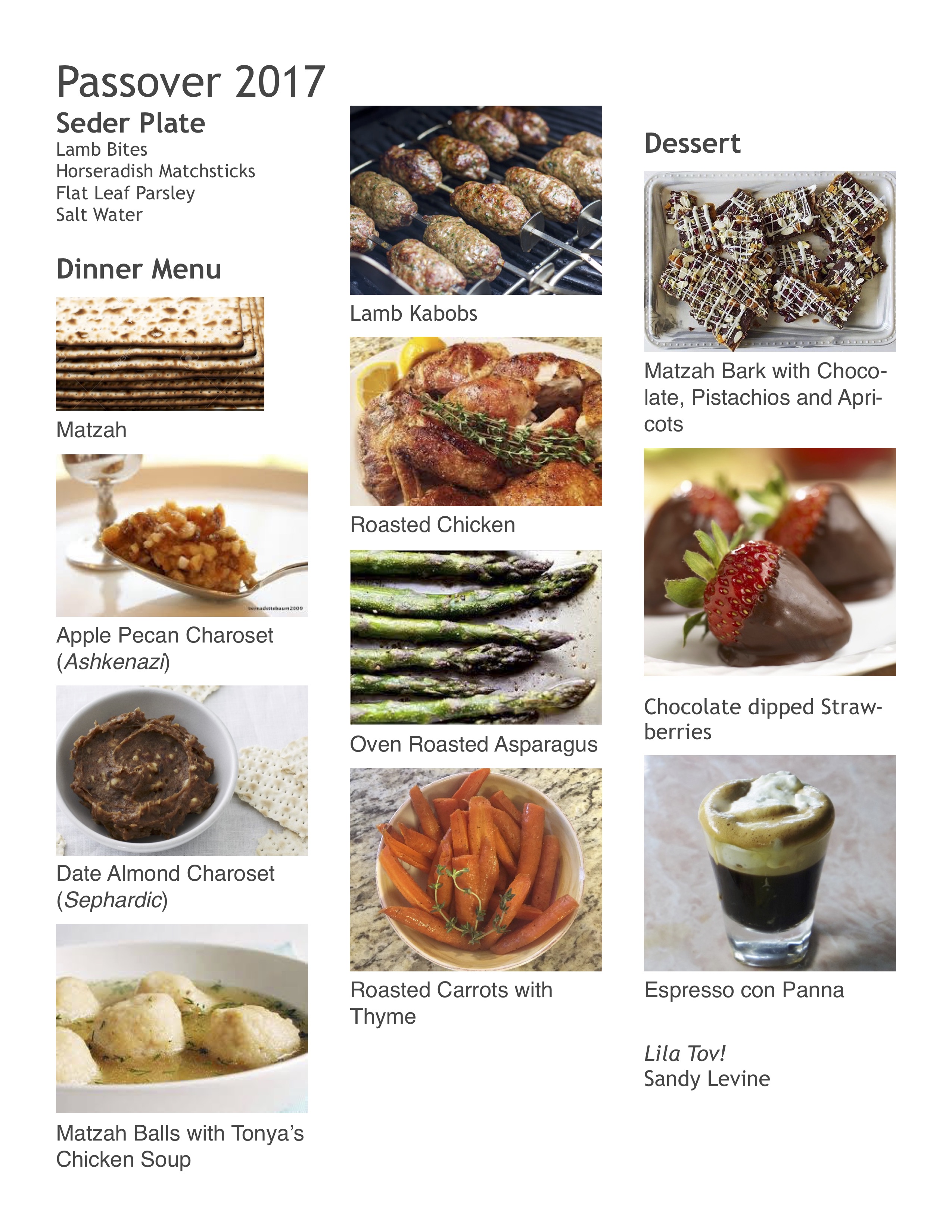 An Incredible Passover Dinner Menu From Sandy Levine Messianic Jewish