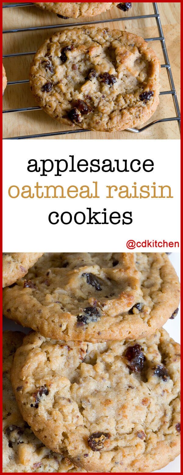 Applesauce Oatmeal Raisin Cookies Cdkitchen Com Cookie Recipes Oatmeal Raisin Oatmeal