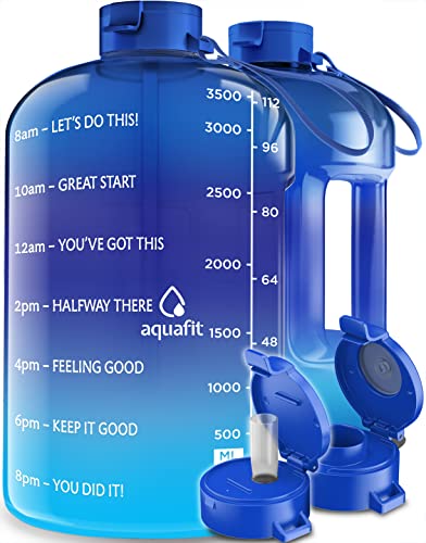 Aquafit 1 Gallon Water Bottle With Straw Motivational Water Bottle