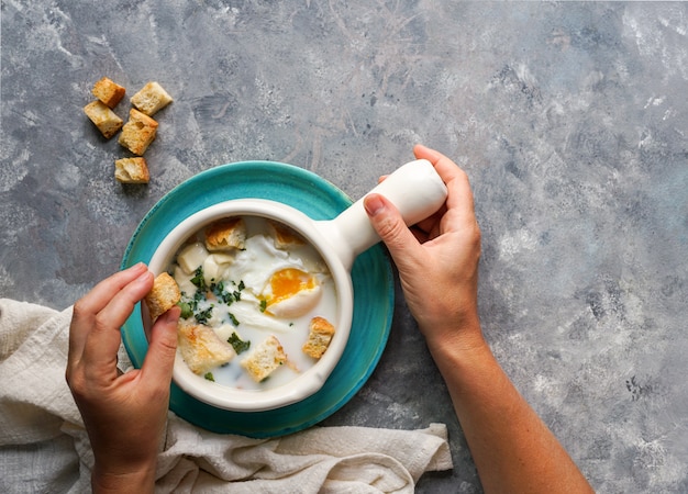 Authentic Colombian Changua Breakfast Soup In Bogota