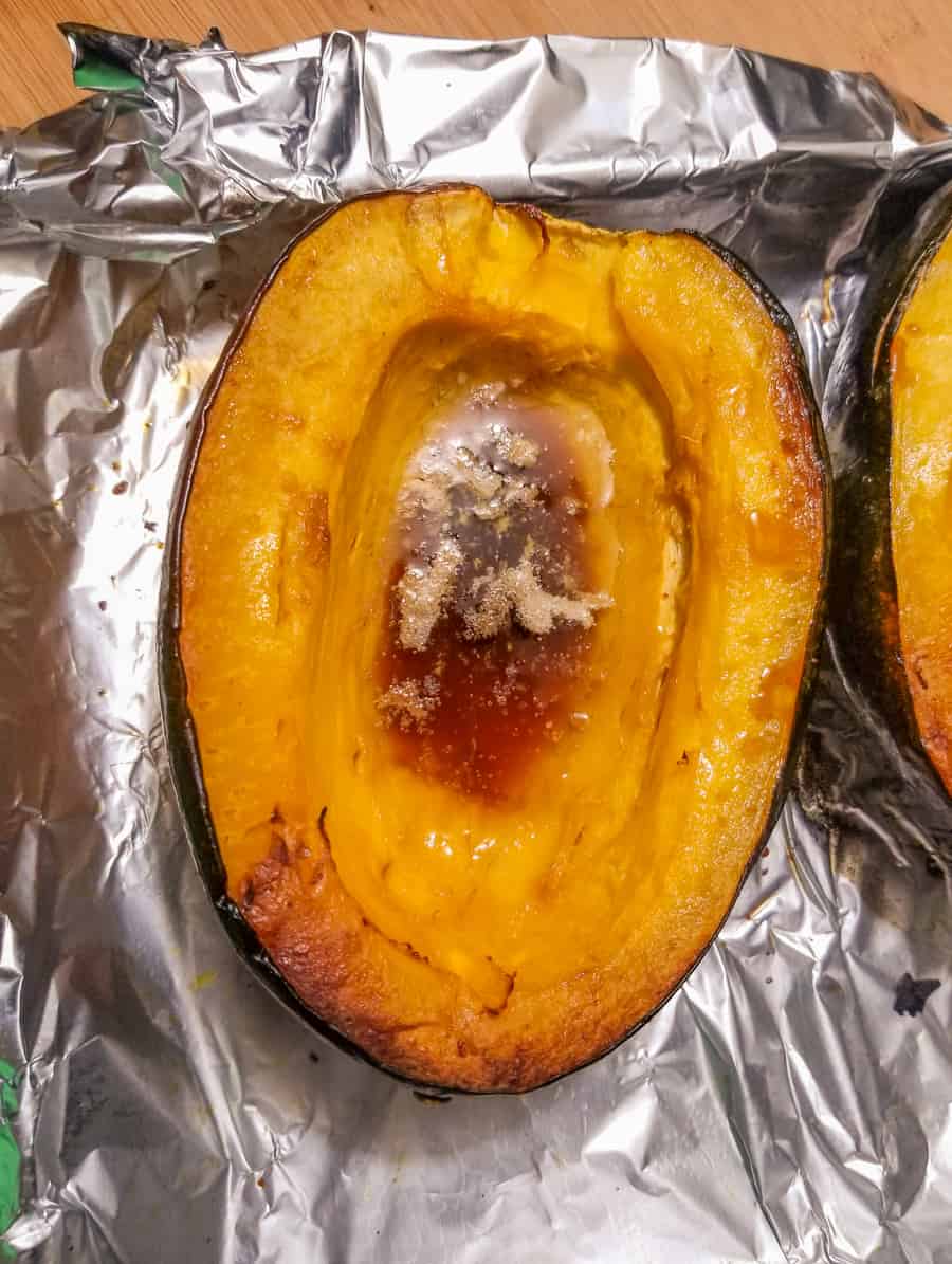 Baked Acorn Squash Slices With Brown Sugar And Pecans