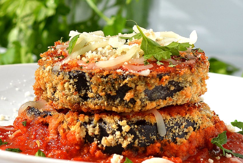 Baked Eggplant Parmesan Gf Option Vegan Option Vegetarian Honey