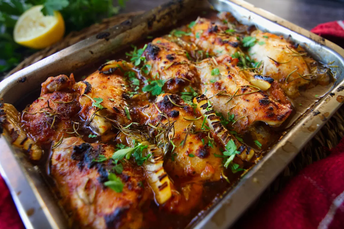 Baked Mediterranean Chicken Thighs Easy One Pot Low Fat