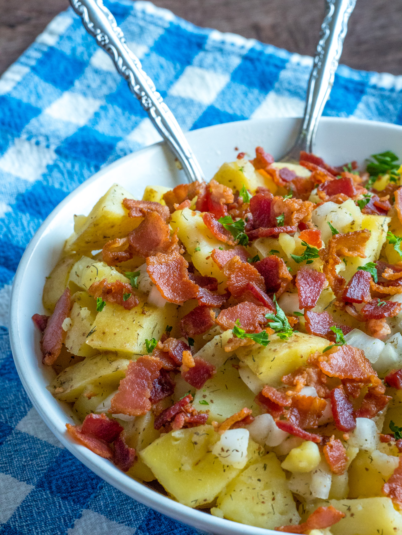 Bavarian Potato Salad With Bacon German Style Potato Salad