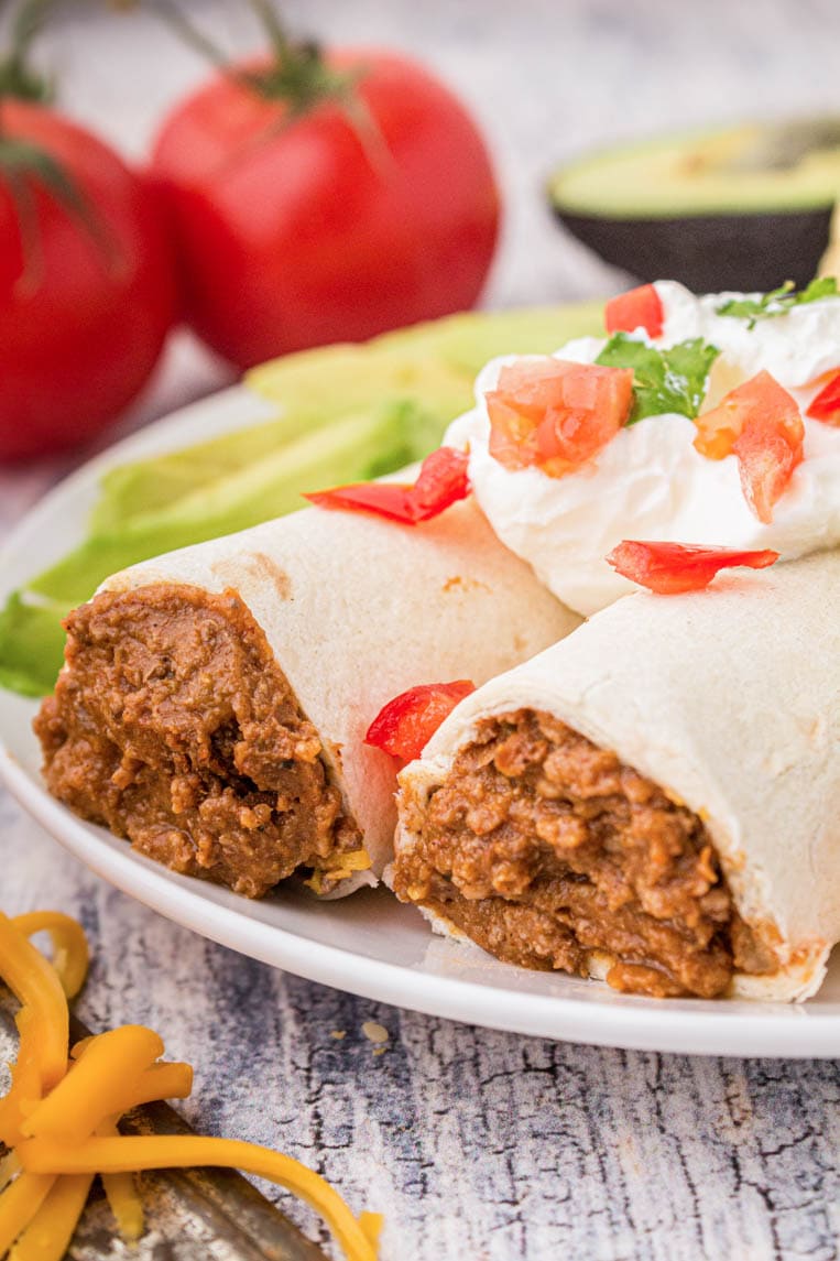 Beef And Bean Burritos Recipe Burritos Burritos Recipe Bean