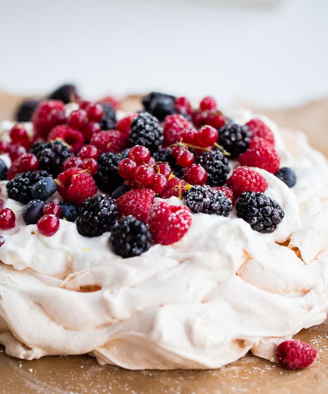 Berry Pavlova With Lemon Whipped Cream A Beautiful Plate