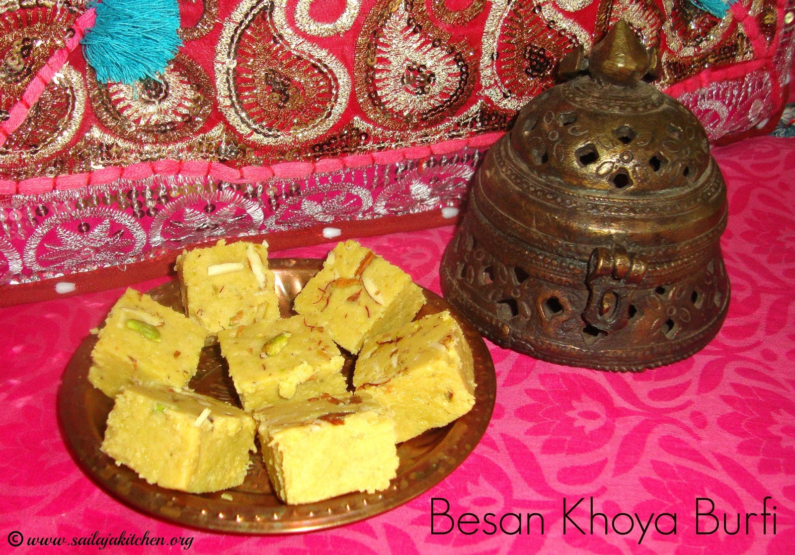 Besan Mawa Barfi Recipe Besan Khoya Burfi Vegecraving