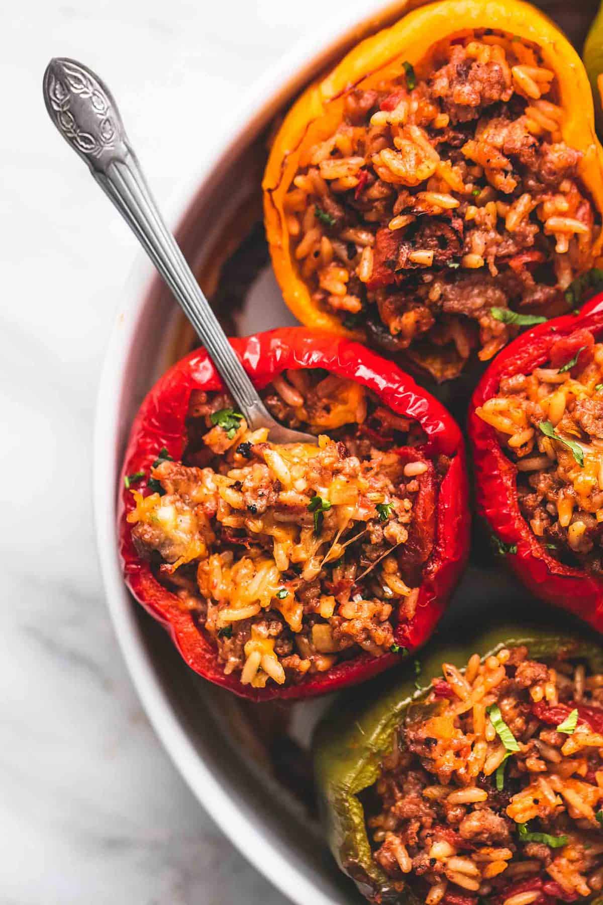 Best Ever Easy Stuffed Peppers 5 Ingredients Recipe Lecremedelacrumb Com Stuffed Peppers