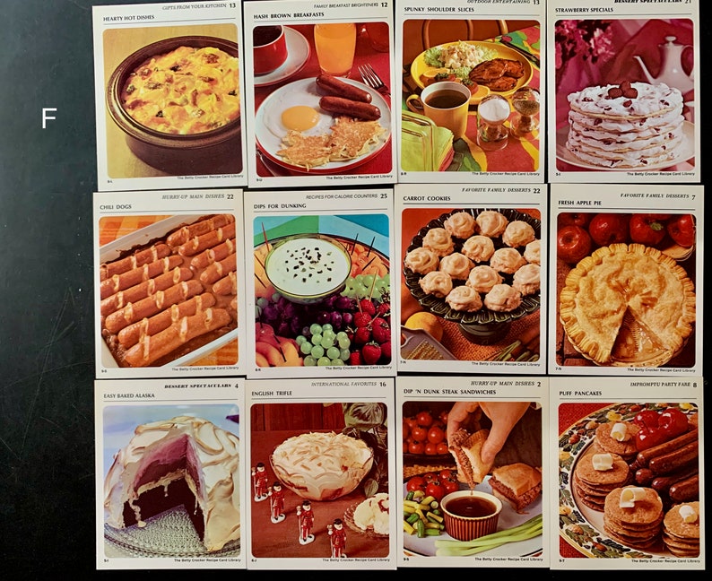 Betty Crocker Recipe Cards 1970S Lot Of 12 Food Menu Card Mid Etsy