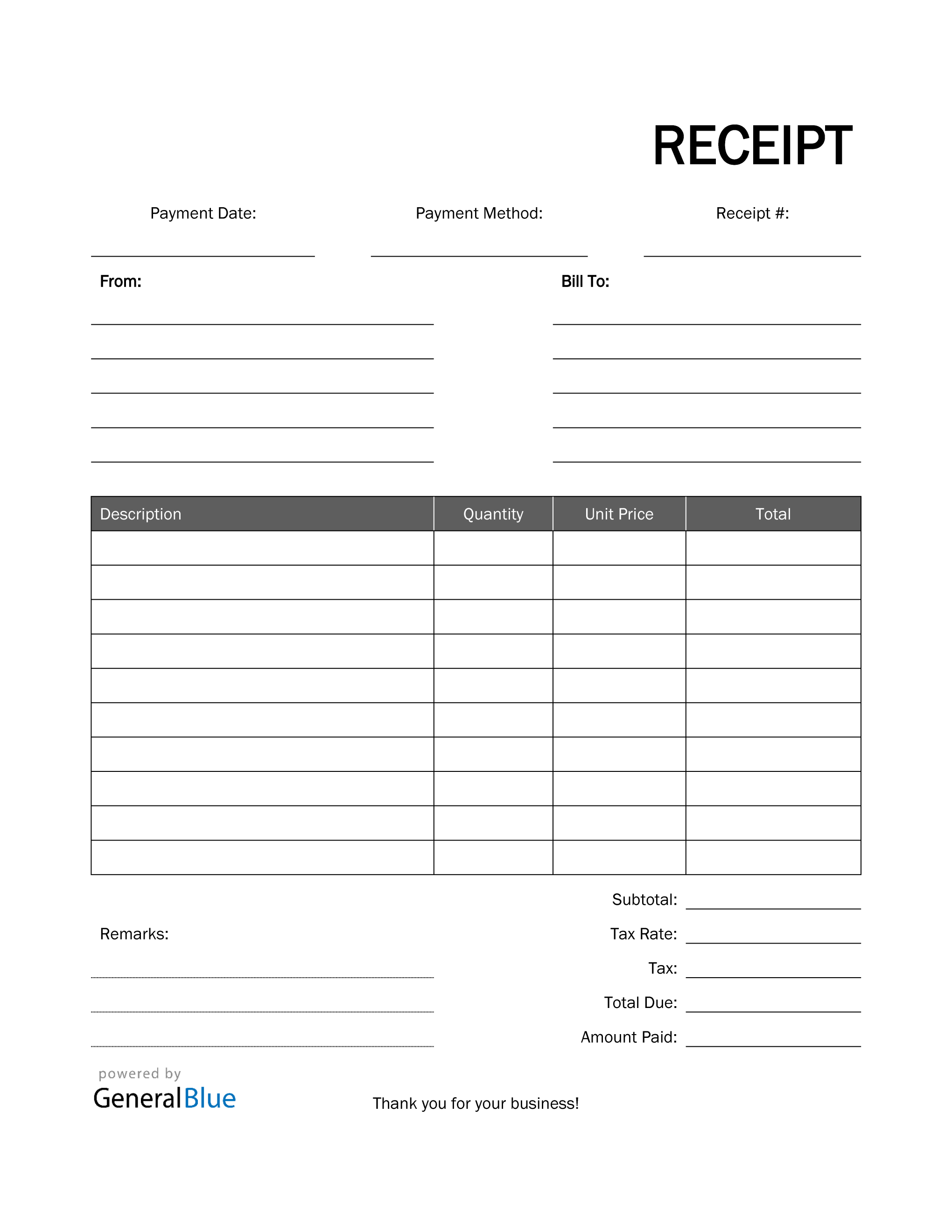 Blank Receipt Pdf