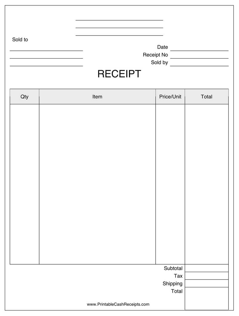 Blank Receipt Word Format