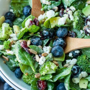 Blueberry Broccoli Spinach Salad With Poppyseed Ranch Peas And Crayons