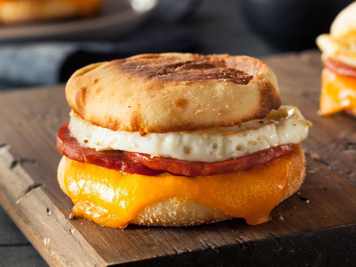 Breakfast Sandwich With Egg Cheese And Ham Recipe And Nutrition Eat