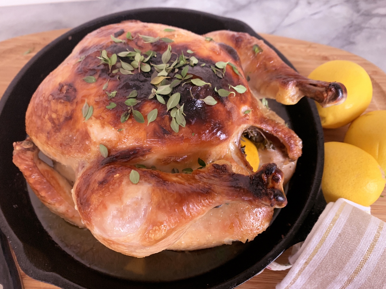 Brined And Roasted Chicken With Lemon Recipe Cooksrecipes Com