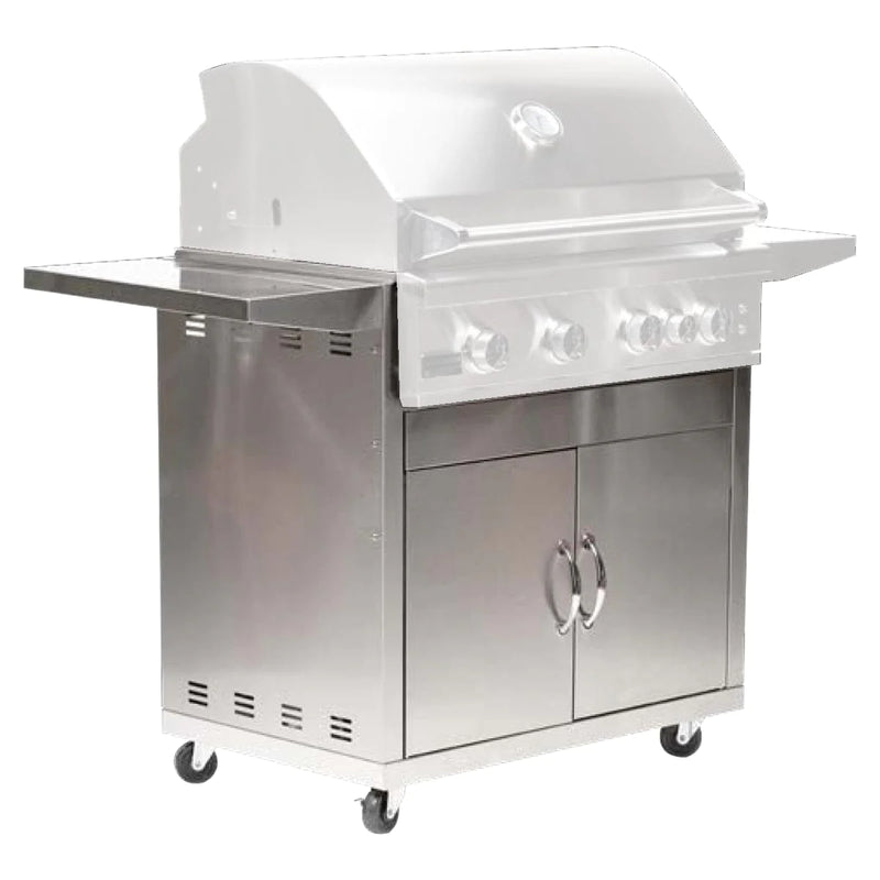 Broilmaster 32 Inch Stainless Steel Cart With 2 Doors And Side Shelves