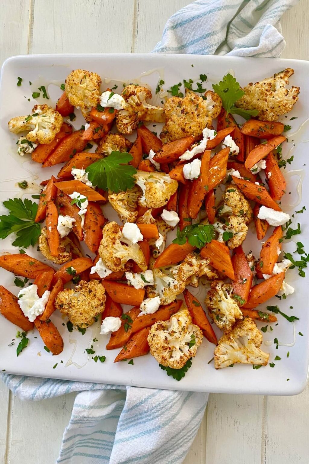 Butter Roasted Honey Carrots And Cauliflower With Goat Cheese