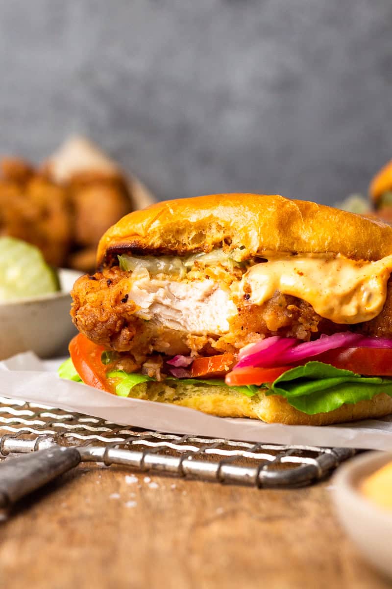 Buttermilk Crispy Chicken Burger With Smoky Aioli Modern Farmhouse Eats