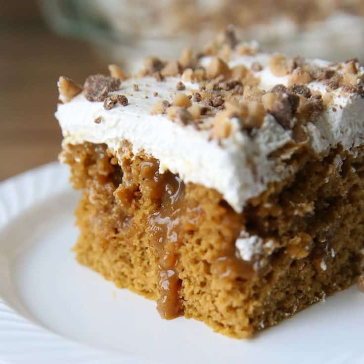 Caramel Drizzled Pumpkin Poke Cake The Fit Cookie