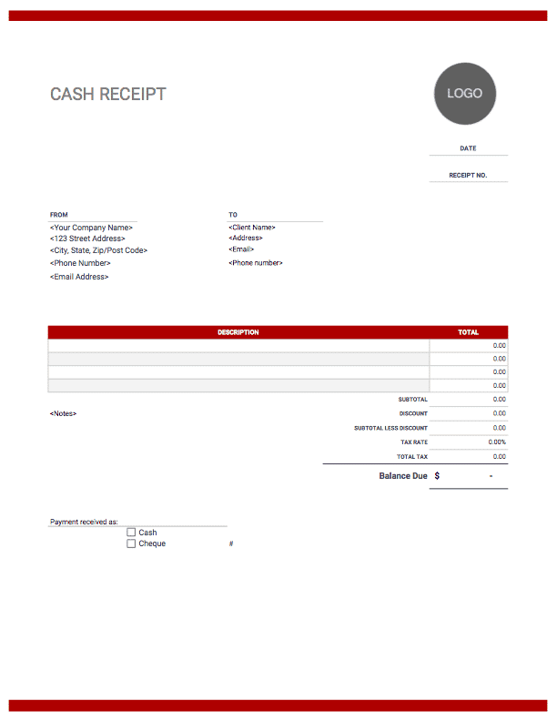 Cash Receipt Template