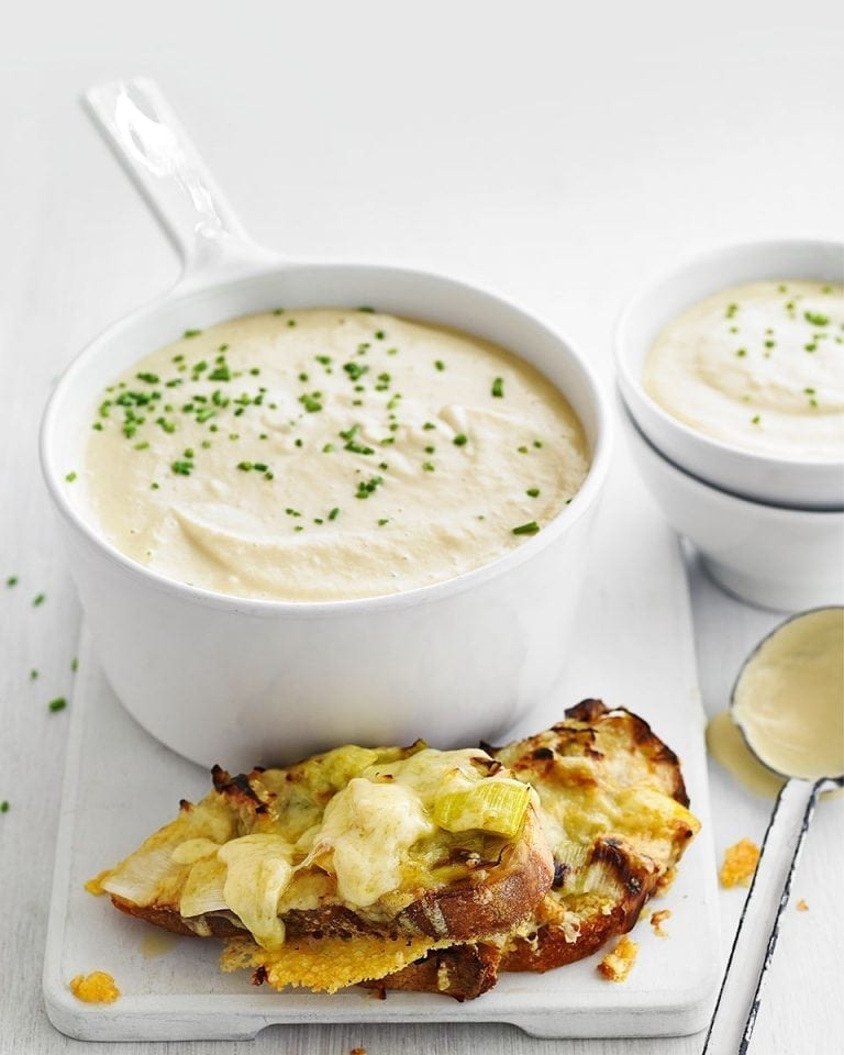 Celeriac Soup With Leek And Cheese Toasties Recipe Delicious Magazine