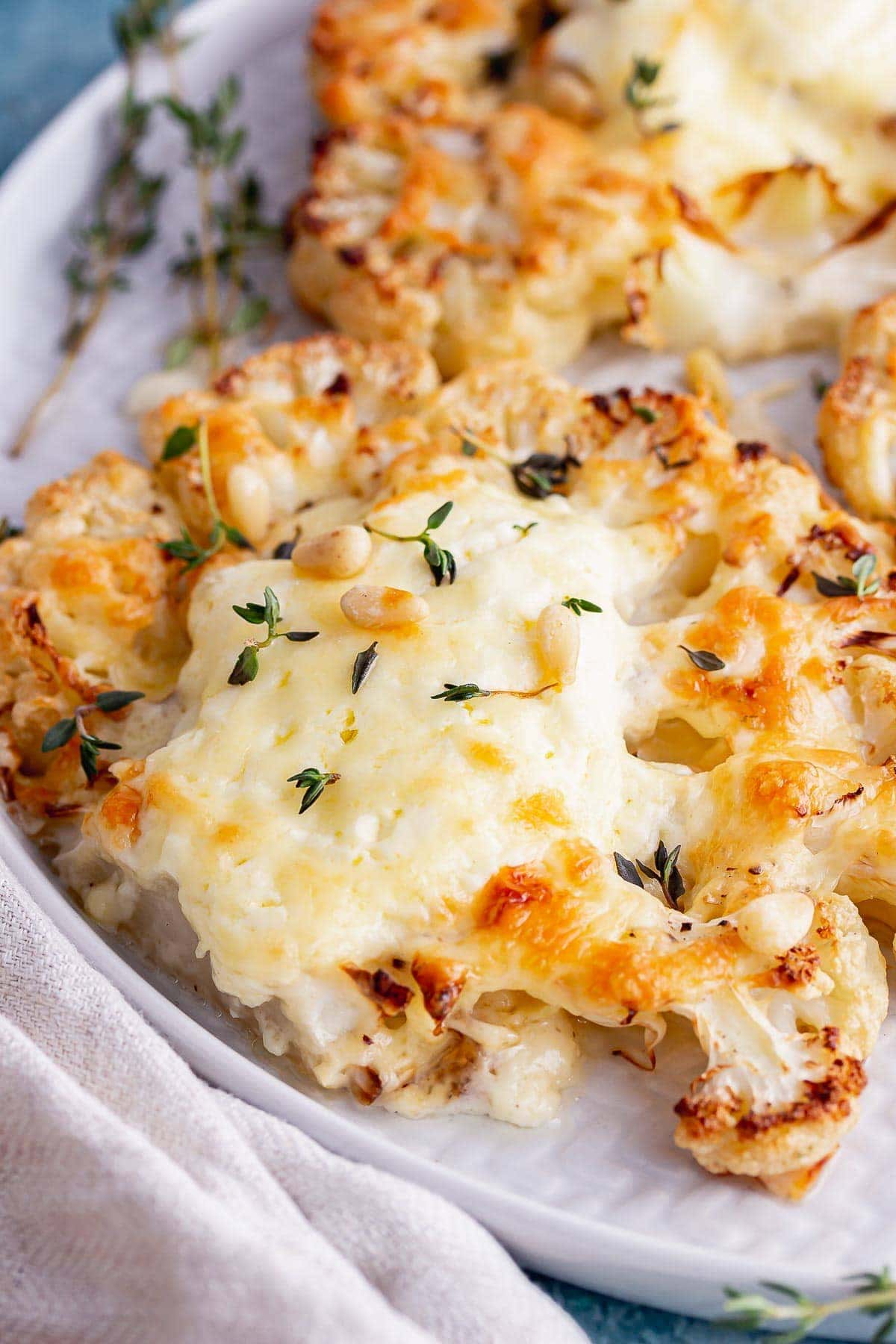 Cheesy Cauliflower Steak With Pine Nuts The Cook Report