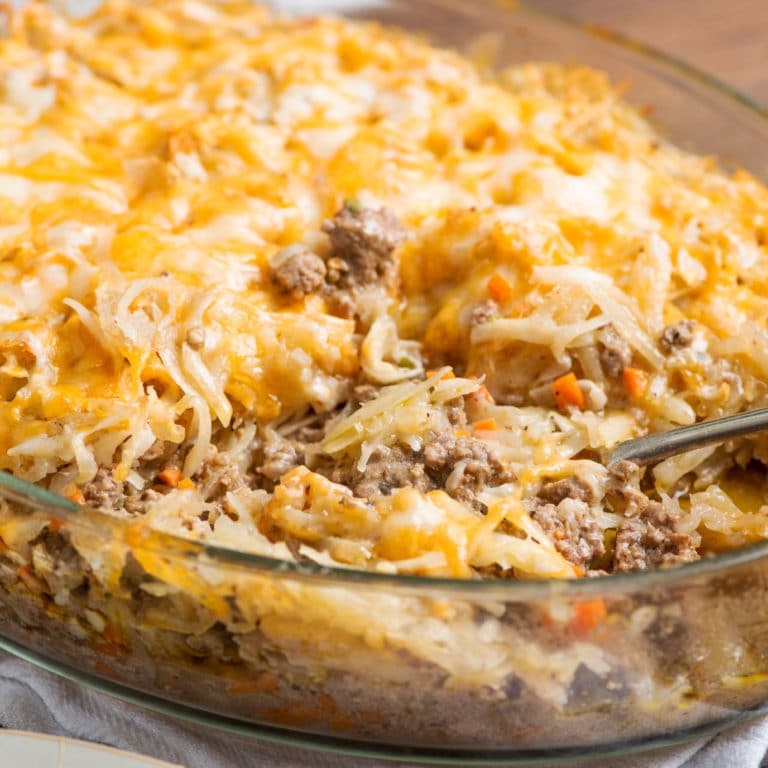 Cheesy Ground Beef And Hash Brown Casserole Recipe The Mom 100