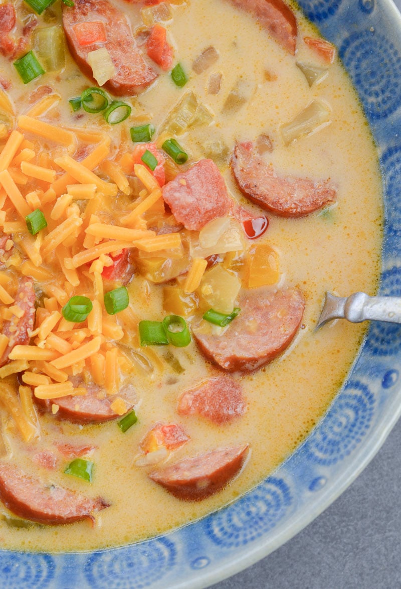 Cheesy Keto Cabbage Soup With Smoked Sausage That Low Carb Life