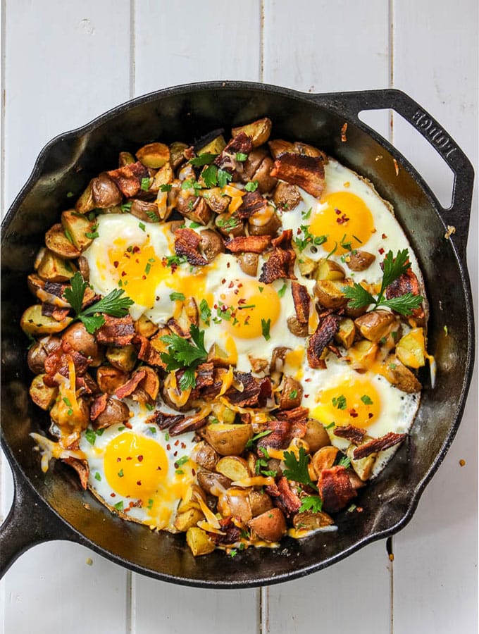 Cheesy Potato Egg And Bacon Skillet Sea Salt Savorings