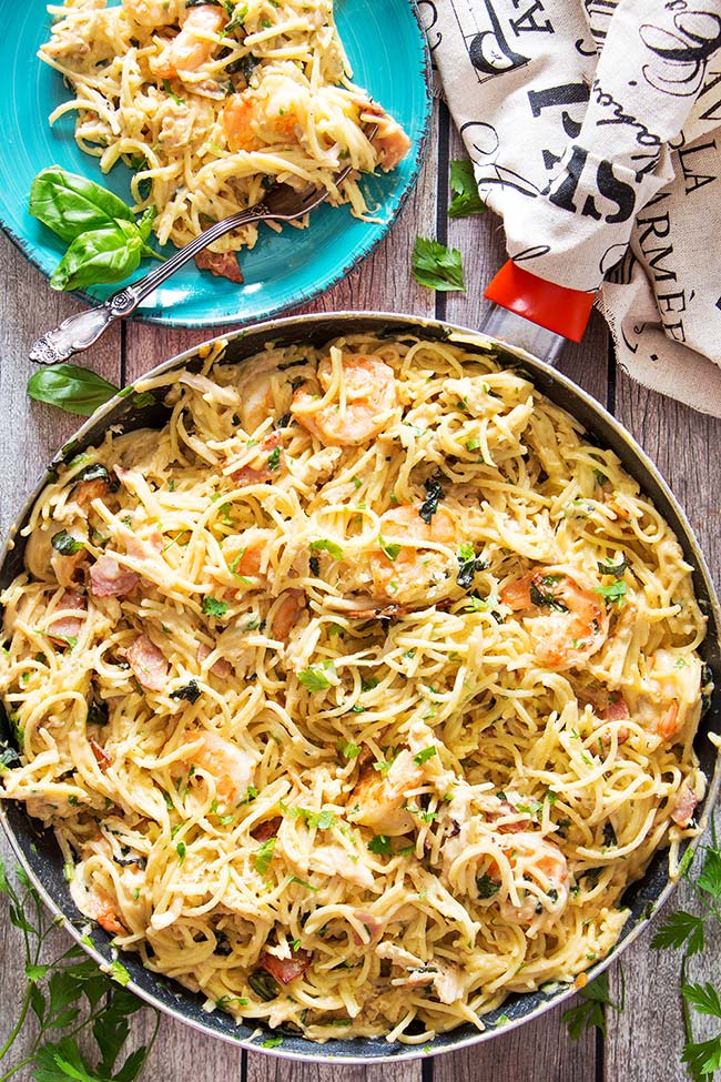 Chicken And Shrimp Carbonara