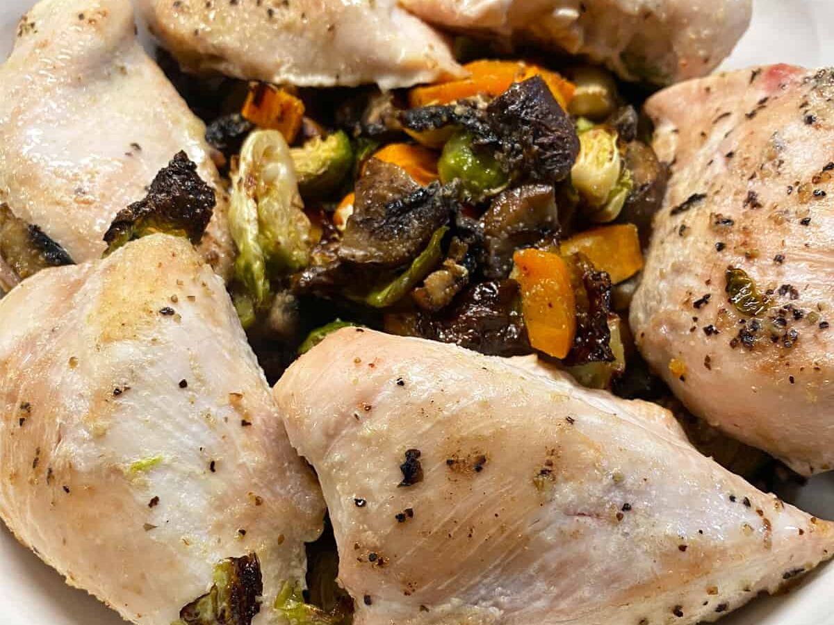 Chicken Breast With Mushroom Brussel Sprouts Recipe