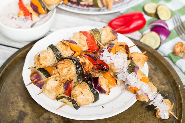 Chicken Shish Kabobs Recipe W Yogurt And Red Onion Dip