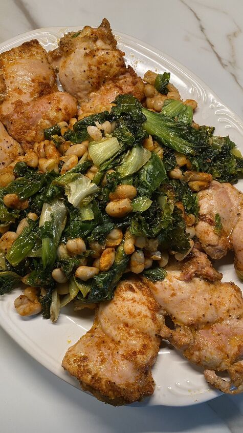 Chicken Thighs With White Beans And Escarole Recipe