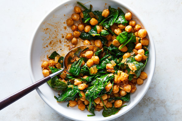 Chickpeas With Baby Spinach Recipe Nyt Cooking