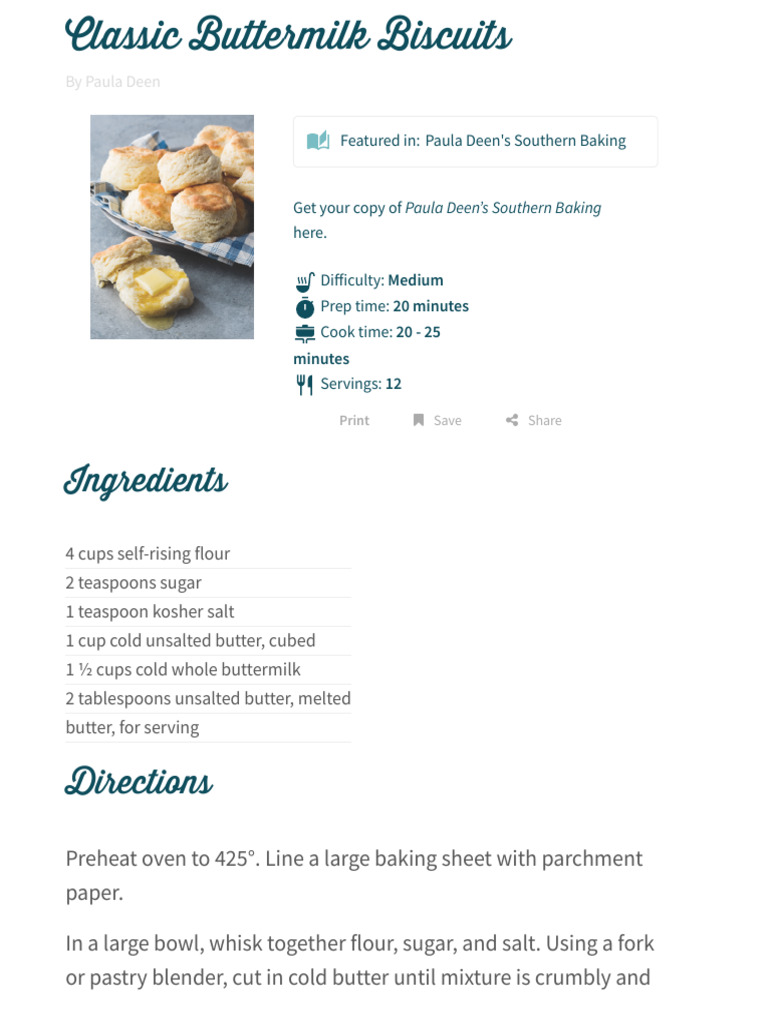 Classic Buttermilk Biscuits Paula Deen Recipe Buttermilk Biscuits