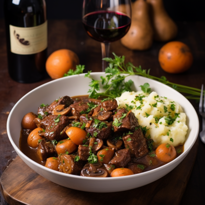 Classic Wine Pairing Beef Bourguignon And Pinot Noir Full Glass