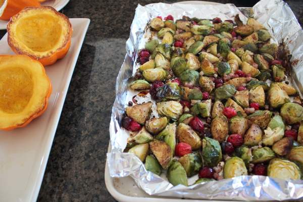 Cranberry Brussels Sprout Stuffed Acorn Squash