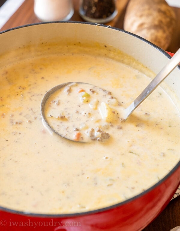 Creamy Cheeseburger Soup Recipe I Wash You Dry