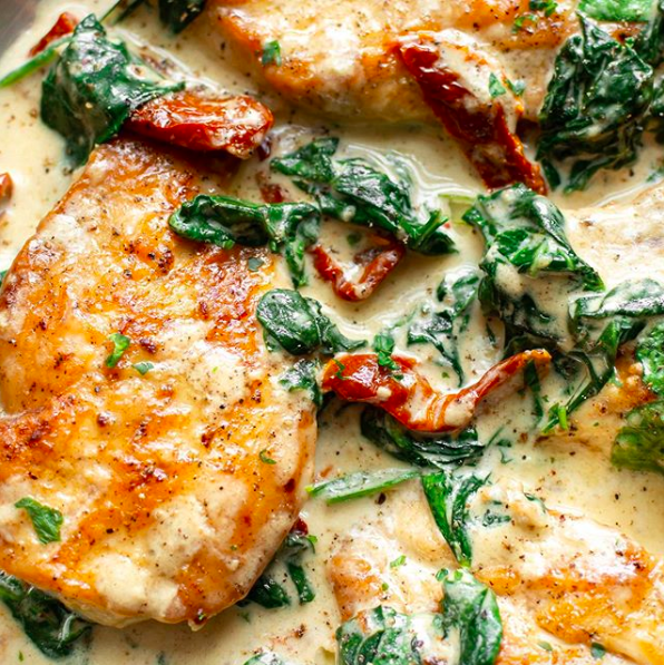 Creamy Chicken Breast Bake Recipe With Spinach And Sun Dried Tomatoes