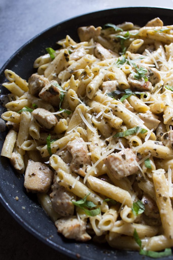 Creamy Chicken Pesto Pasta The Stay At Home Chef